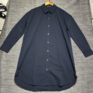 James Perse Button Up Shirt Dress Womens Size 1 Collage Pinstripe Long Sleeve